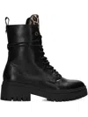 Mexx Leopard Panel Lace-up Boots In Black