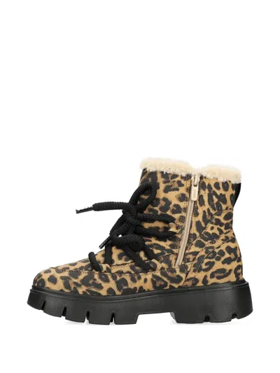 Mexx Leopard-print Lace-up Ankle Boots In Brown