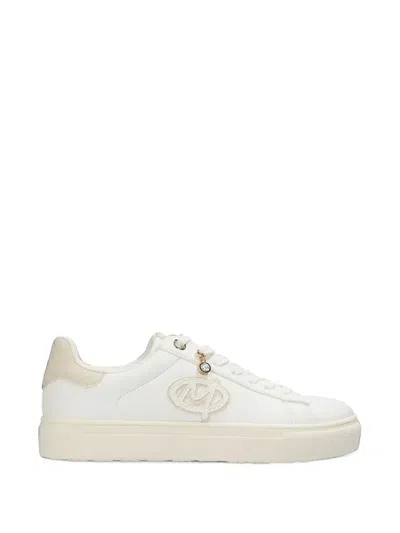 Mexx Logo-patch Snakeskin-effect Sneakers In White
