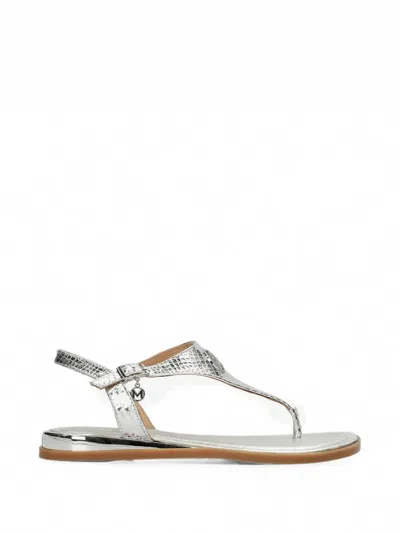 Mexx Nyobi Paradise Snakeskin-effect Logo-plaque Sandals In Silver
