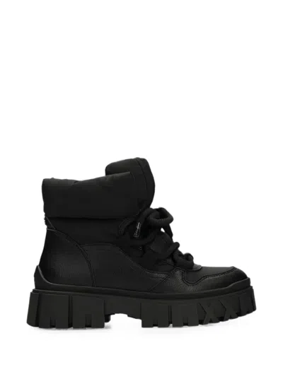 Mexx Quilted Lace-up Boots In Black