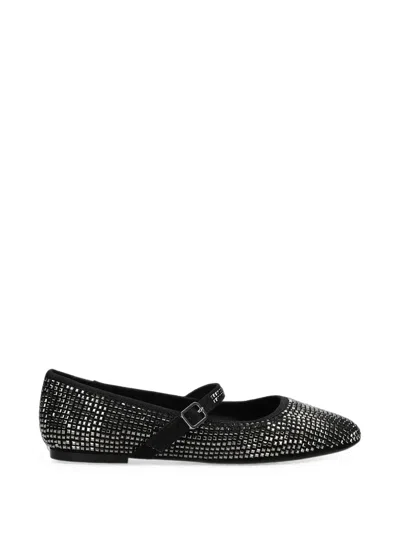 Mexx Stud-embellished Buckle-strap Ballet Flats In Black