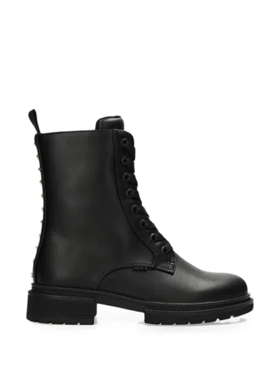 Mexx Stud-embellished Lace-up Boots In Black