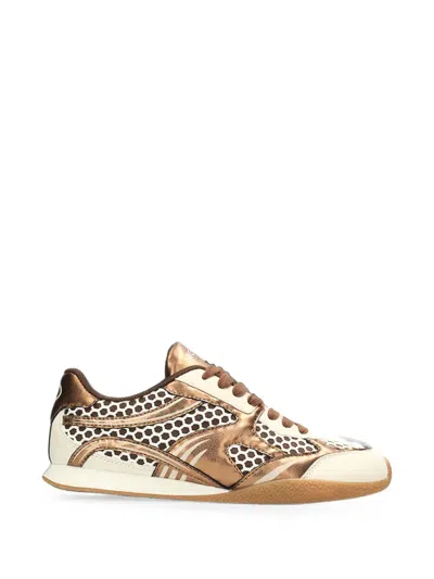 Mexx Tula Suzy Metallic-effect Honeycomb-mesh Sneakers In Gold