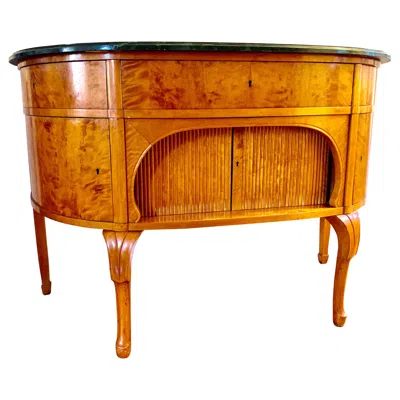 Pre-owned Meyer Scandinavian Modern Otto  Figured Birch Sideboard Bar Cabinet In Brown