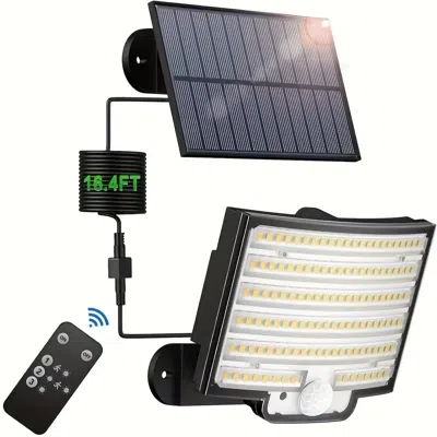 Mezebuu Led Motion Sensor Solar Outdoor Lights With Remote Control - Waterproof Security Flood Light For Pat In Black
