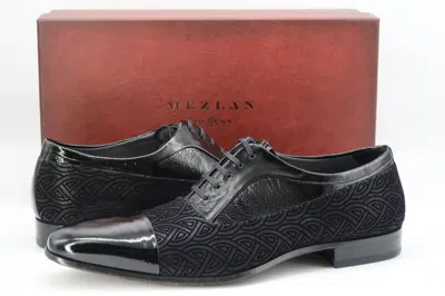 Pre-owned Mezlan Aberdeen Custom Embossed Suede Black Dress Shoes Spain Size 11