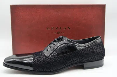Pre-owned Mezlan Aberdeen Embossed Suede Cap Toe Shoes Black Custom Size 11 Brand