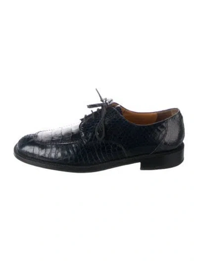 Pre-owned Mezlan Alligator Derby Shoes In Blue