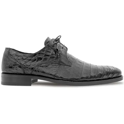 Pre-owned Mezlan Anderson Crocodile Derby Shoes Black (13584-f)