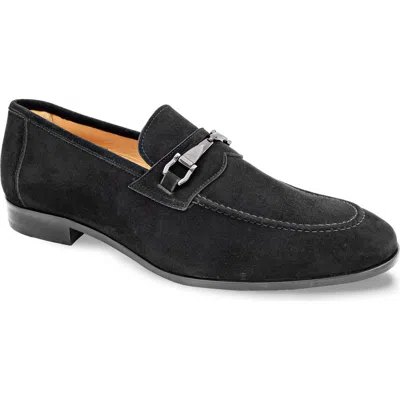 Mezlan Bracco Bit Ornament Suede Loafer In Black