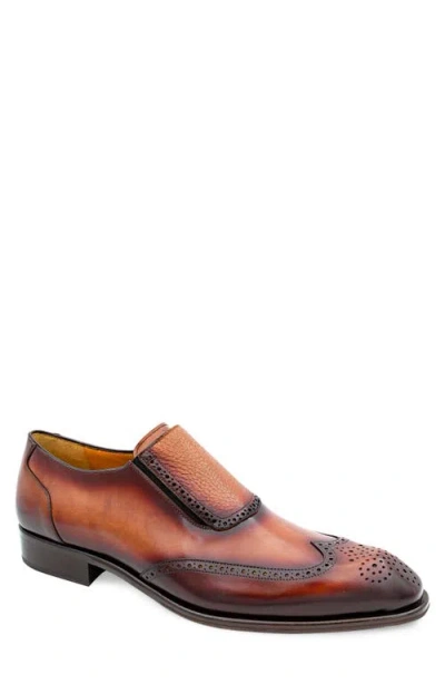 Mezlan Burnished Wingtip Loafer In Brown