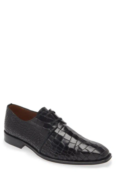 Mezlan Croc Embossed Derby In Black