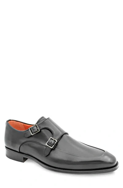 Mezlan Double Buckle Monk Shoe In Black