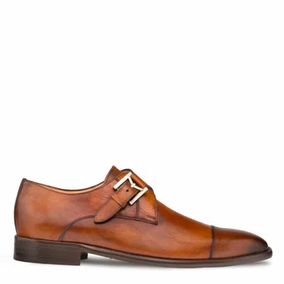 Pre-owned Mezlan Genuine Leather Dress Shoes Genuine Leather Monk Strap Cognac Brown