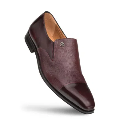 Pre-owned Mezlan Dress Shoes Slip On Premium Italian Leather Loafers Milani Burgundy In Red