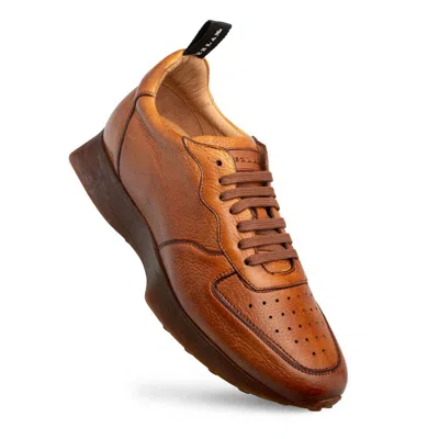 Pre-owned Mezlan Dress Sneaker Shoes Fashion Gerardo Deerskin Lace Up Cognac Brown