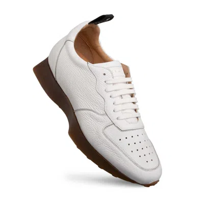Pre-owned Mezlan Dress Sneaker Shoes Fashion Gerardo Deerskin Lace Up Premium White