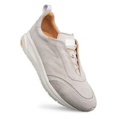 Pre-owned Mezlan Dress Sneaker Shoes Genuine Leather Alcoy Suede Slip On Light Gray