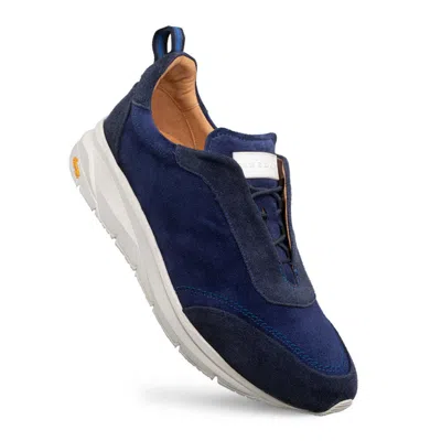 Pre-owned Mezlan Dress Sneaker Shoes Genuine Leather Alcoy Suede Slip On Navy Blue