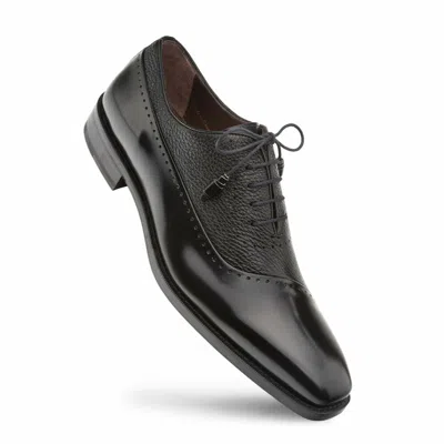 Pre-owned Mezlan Genuine Leather Dress Shoes Deerskin Lace Up Oxford Postdam Black