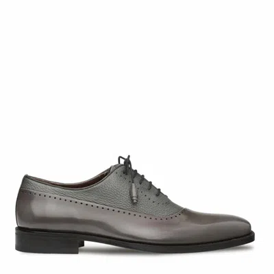 Pre-owned Mezlan Genuine Leather Dress Shoes Deerskin Lace Up Oxford Postdam Gray