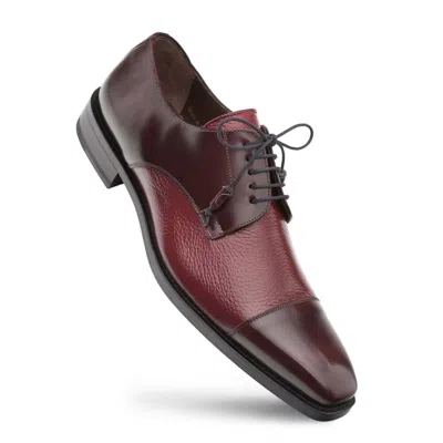 Pre-owned Mezlan Genuine Leather Dress Shoes Deerskin Lace Up Oxford Soka Burgundy In Red