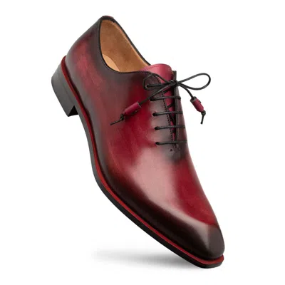 Pre-owned Mezlan Genuine Leather Dress Shoes Dietro Whole Cut Lace Up Oxford Burgundy In Red
