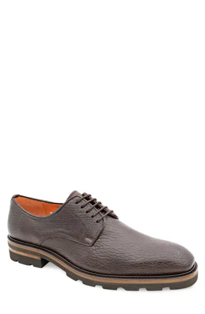 Mezlan Grained Leather Derby In Brown