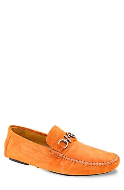 Mezlan Initial Bit Ornament Leather Loafer In Orange