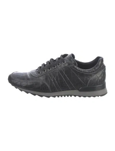 Pre-owned Mezlan Leather Animal Print Sneakers In Black