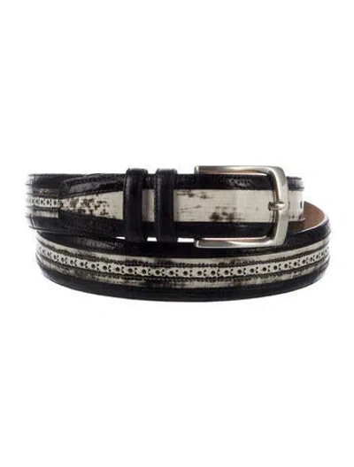 Pre-owned Mezlan Leather Belt In Black