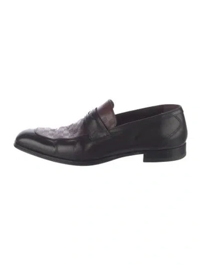 Pre-owned Mezlan Leather Colorblock Pattern Dress Loafers In Black