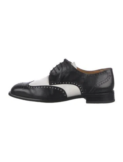 Pre-owned Mezlan Leather Colorblock Pattern Oxfords In Black