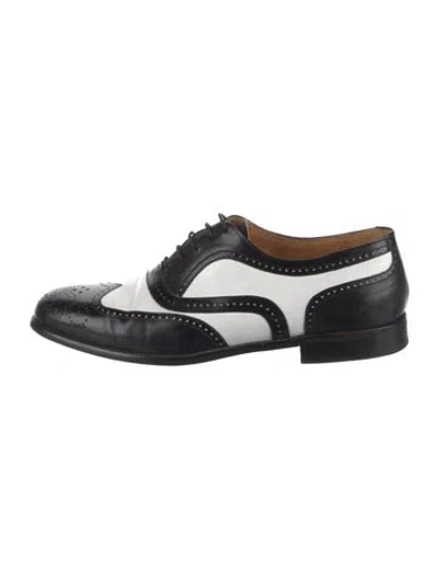 Pre-owned Mezlan Leather Colorblock Pattern Spectators In Black