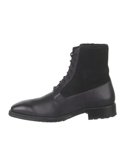 Pre-owned Mezlan Leather Lace-up Boots In Black