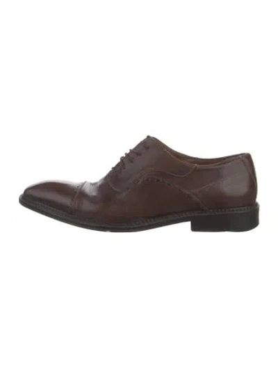 Pre-owned Mezlan Leather Lasercut Accents Oxfords In Brown