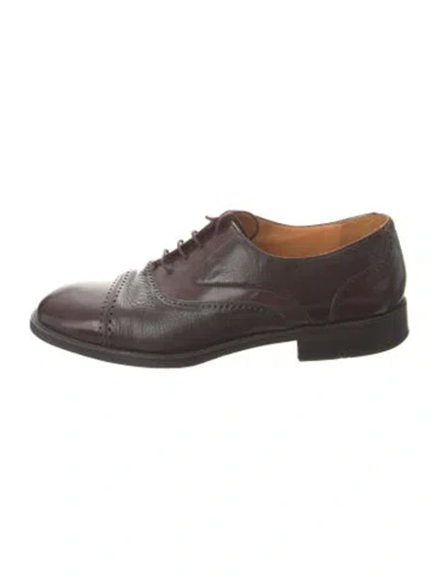 Pre-owned Mezlan Leather Lasercut Accents Oxfords In Brown