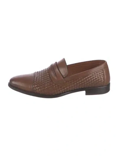 Pre-owned Mezlan Leather Patterned Oxfords In Brown