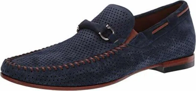 Pre-owned Mezlan Marcello Men's Blue Suede Slip On Dress Shoes 7272