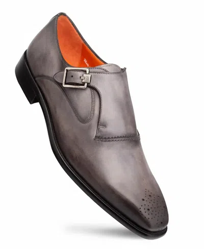 Mezlan Men's Artisan Monk Strap Dress Shoes In Dark Grey Patina In Purple