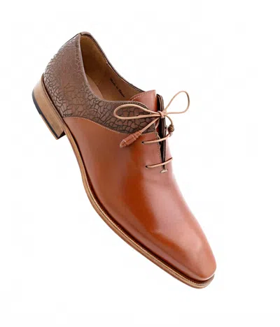 Mezlan Men's Calf-laser Print Wholecut Lace Up Shoes In Camel Brown