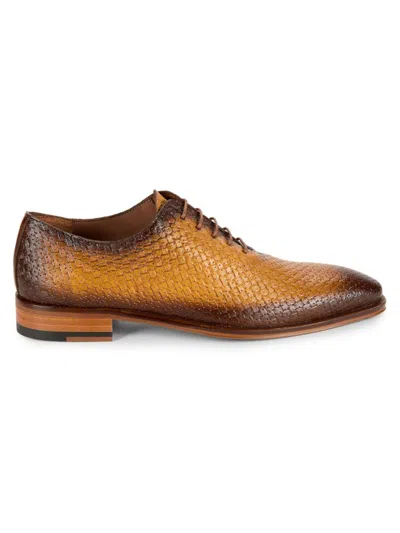 Mezlan Men's Textured Leather Oxford Shoes In Camel