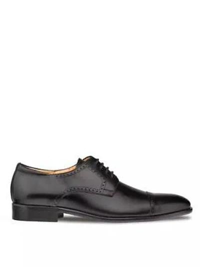 Pre-owned Mezlan Mens Black Lace-up Oxford Cap Toe Leather Dress Shoes
