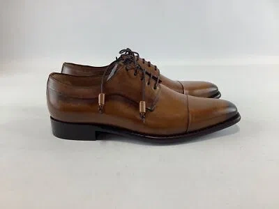 Pre-owned Mezlan Mens  Platinum Light Brown Leather Oxford Shoes 9m