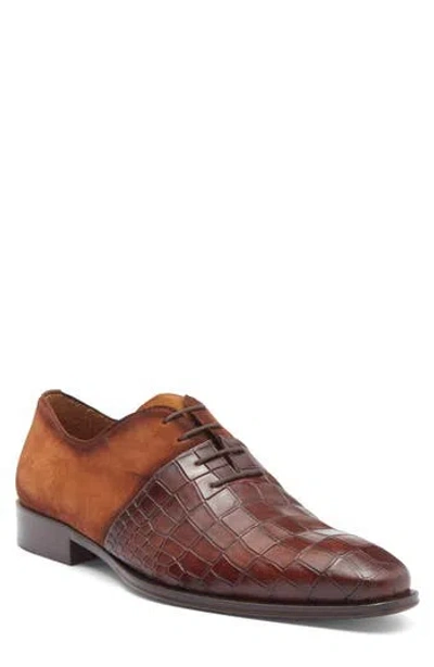 Mezlan Mixed Finish Oxford In Cognac/sport