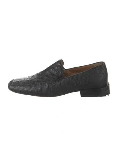 Pre-owned Mezlan Ostrich Animal Print Loafers In Black