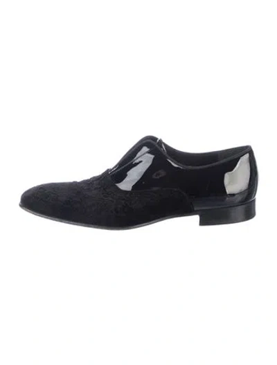 Pre-owned Mezlan Patent Leather Patterned Dress Loafers In Black