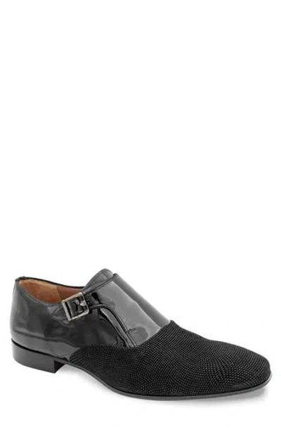 Mezlan Patent Monk Strap Loafer In Black