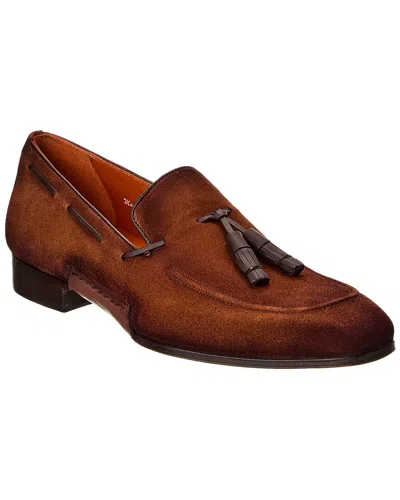 Mezlan Pavese Suede Tasseled Slip-on Loafer In Brown